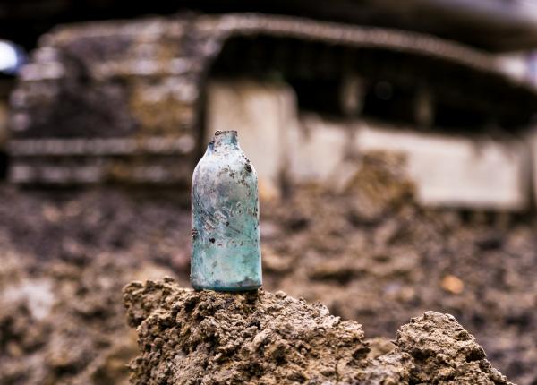 several chicago fire era bottles, fragments and an incredibly well-built circular wood floor privy discovered this week