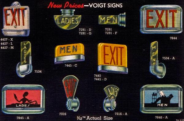a sampling of salvaged machine age illuminated informational signs acquired over the years
