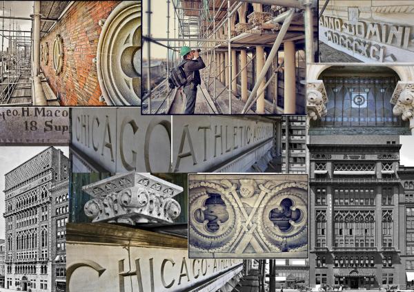 photographing the facade of h.i. cobb's chicago athletic association building