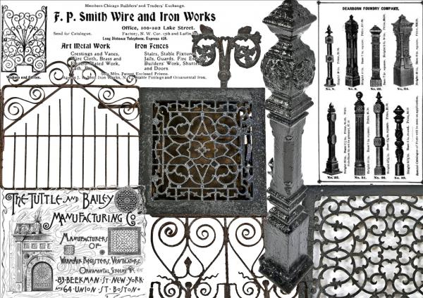sizable collection of "chicago style" cast iron newel posts, interior floor registers, and f.p. smith ornamental iron added to online catalog