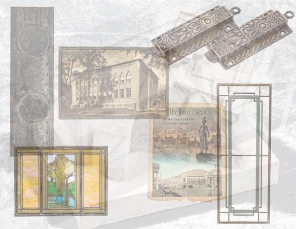 louis h. sullivan terra cotta, prairie style art glass windows, architectural ephemera, and builders hardware added in may 2022