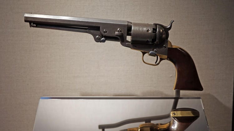Phil Velasquez / Chicago Tribune The Colt pistol owned by Owen Brown, son of abolitionist John Brown. The gun was used at the famous raid on Harper's Ferry in 1859.
